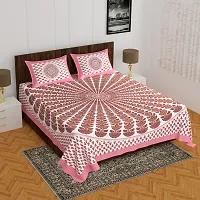 Traditional Rajasthani Cotton Jaipuri Print 144 TC Double Bedsheet with 2 Pillow Covers-thumb2