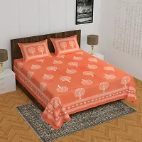 Traditional Rajasthani Cotton Jaipuri Print 144 TC Double Bedsheet with 2 Pillow Covers-thumb1