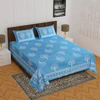 Traditional Rajasthani Cotton Jaipuri Print 144 TC Double Bedsheet with 2 Pillow Covers-thumb1