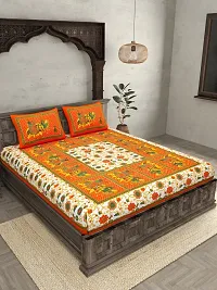 Traditional Rajasthani Cotton Jaipuri Print 144 TC Double Bedsheet with 2 Pillow Covers-thumb2