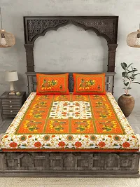 Traditional Rajasthani Cotton Jaipuri Print 144 TC Double Bedsheet with 2 Pillow Covers-thumb3