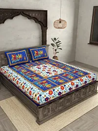 Traditional Rajasthani Cotton Jaipuri Print 144 TC Double Bedsheet with 2 Pillow Covers-thumb2