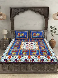 Traditional Rajasthani Cotton Jaipuri Print 144 TC Double Bedsheet with 2 Pillow Covers-thumb3