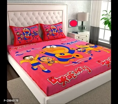 AC FASHION Rajasthani Jaipuri Traditional Sanganeri Doraemon Print 144 TC 100% Cotton Double Size Bedsheet with 2 Pillow Covers