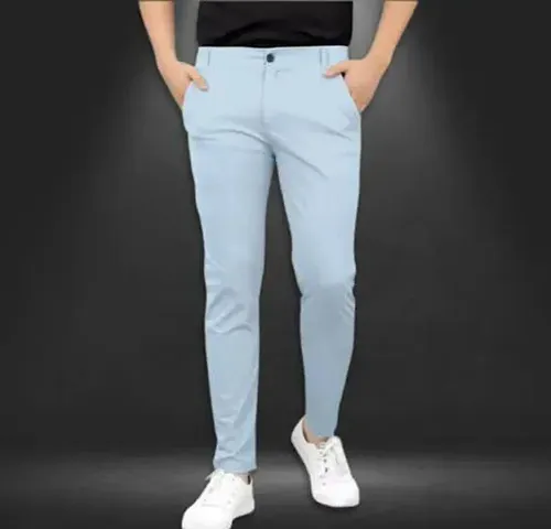 Stylish Cotton Blend Casual Trousers For Men