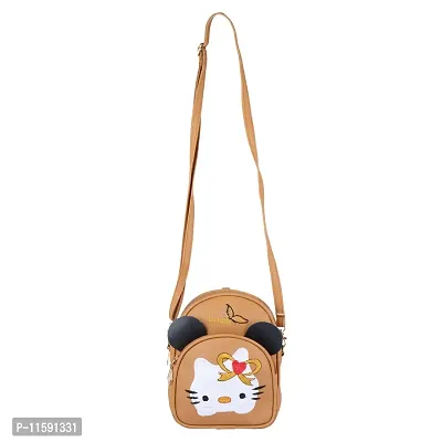 Ritupal Collection? Girls Small Backpack cum Sling PU (Beige)-thumb2