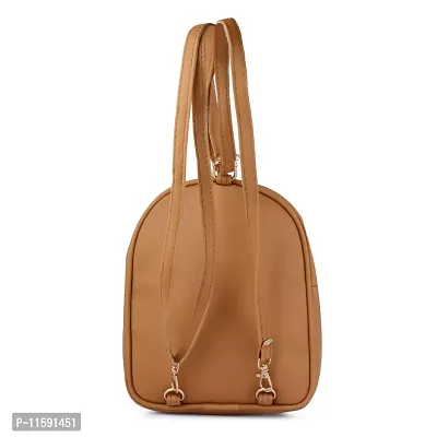 Ritupal Collection? Girls Small Backpack cum Sling PU (Beige)-thumb4