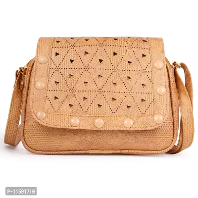 Ritupal Collection women handbag, Sling PU (Tan)-thumb0