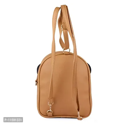 Ritupal Collection? Girls Small Backpack cum Sling PU (Beige)-thumb4