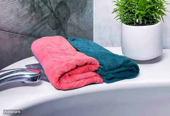 Finesse Decor Towels for Bath Large Size (45x19 inches each) Set of 2 Bath Towels for Men/Women, Bathing Towels, Supersoft Towels, 100% Microfiber 2 Pieces (Neon Pink and Rama Green Colour)