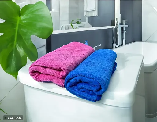 Finesse Decor Towels for Bath Large Size (45x19 inches each) Set of 2 Bath Towels for Men/Women, Bathing Towels, Supersoft Towels, 100% Microfiber 2 Pieces (Pink and Blue Colour)