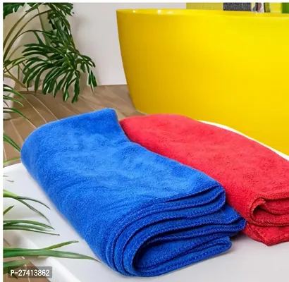 Finesse Decor Towels for Bath Large Size (45x19 inches each)| Bath Towels for Men/Women, Bathing Towels, Supersoft Towels, 100% Microfiber 2 Pieces (Red and Royal Blue colour)