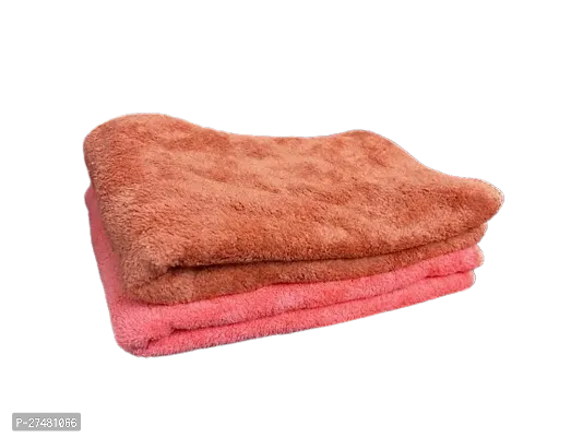 Finesse Decor Soft Towel Microfiber Hand Towels (20x12.5 Inches) Gym  Workout Towel 2 Pieces ( Neon Pink and Brown Colour)-thumb0