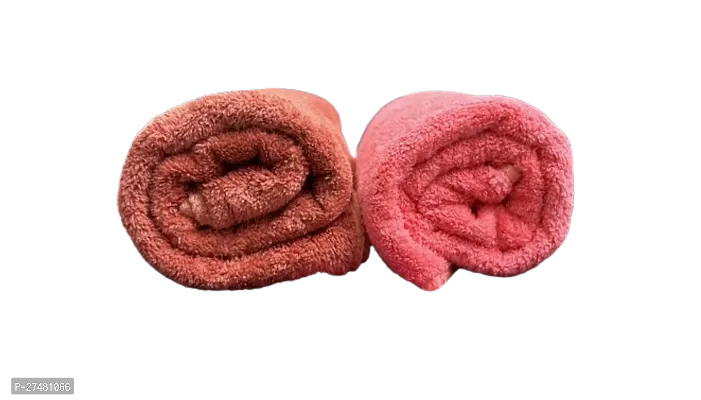 Finesse Decor Soft Towel Microfiber Hand Towels (20x12.5 Inches) Gym  Workout Towel 2 Pieces ( Neon Pink and Brown Colour)-thumb2