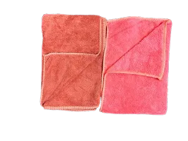 Finesse Decor Soft Towel Microfiber Hand Towels (20x12.5 Inches) Gym  Workout Towel 2 Pieces ( Neon Pink and Brown Colour)-thumb3