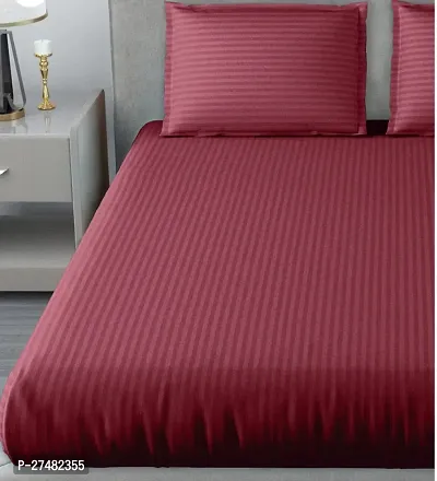 Finesse Decor 144 TC Mixed Cotton Print Maroon Lining Bedsheet Set (90 x100 inch) with 2 pillow covers (20x12 inch each) - Lining Maroon bedsheet-thumb3