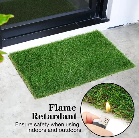 Finesse Decor Artificial Grass/Doormat for Balcony/Front Door |Soft and Durable Plastic Turf Carpet Mat|Artificial Grass, Size 21 x 15 inches (Green)