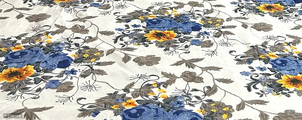 Finesse Decor 250 TC Mixed Cotton Floral Bedsheet (90 x100 inch) with 2 pillow covers (20x12 inch each) (Blue and White Floral)-thumb3