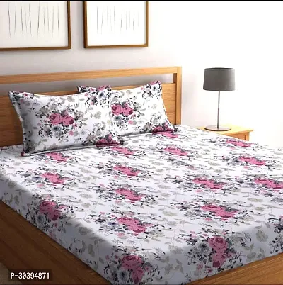 Stylish Cotton Blend Printed Bedsheet with Pillow Cover-thumb0