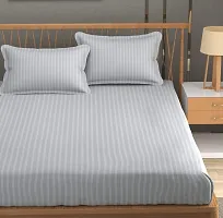 250 TC Cotton Blend Double Bed Sheet (90 x100 inch) with 2 Pillow Covers (Light Grey)-thumb3