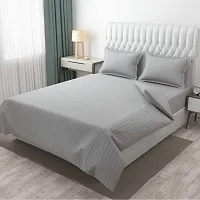 250 TC Cotton Blend Double Bed Sheet (90 x100 inch) with 2 Pillow Covers (Light Grey)-thumb4