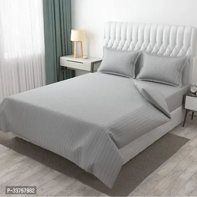 250 TC Cotton Blend Double Bed Sheet (90 x100 inch) with 2 Pillow Covers (Light Grey)-thumb5