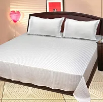 250 TC Cotton Blend Double Bed Sheet (90 x100 inch) with 2 Pillow Covers (White)-thumb3