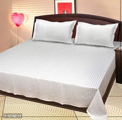 250 TC Cotton Blend Double Bed Sheet (90 x100 inch) with 2 Pillow Covers (White)-thumb4