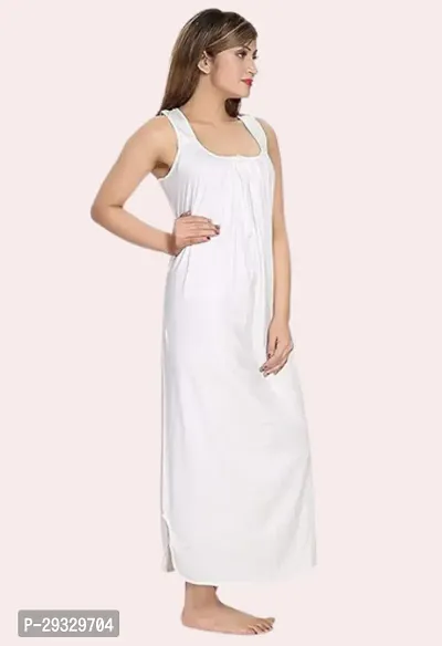 Comfortable White Cotton Blend Nightdress For Women-thumb0