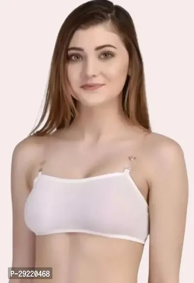 Stylish White Cotton Blend Solid Bras For Women-thumb0
