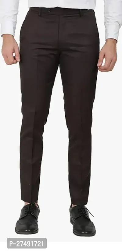 Stylish Polyester Brown Easy Wash Trousers For Men