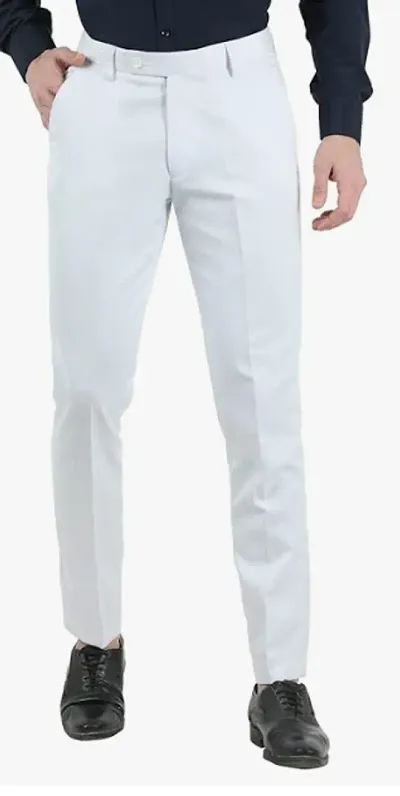 Polycotton Solid Formal Trousers For Men