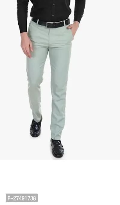 Stylish Polyester Blue Easy Wash Trousers For Men-thumb0