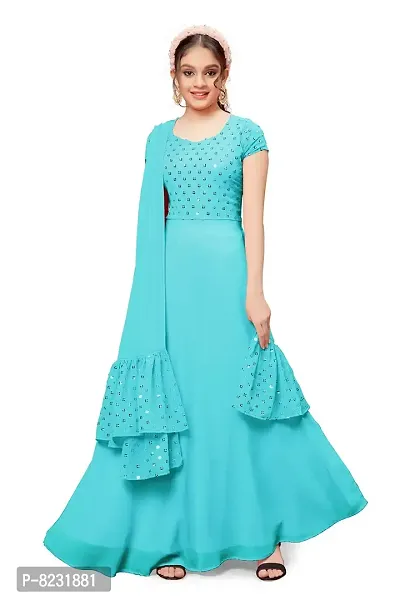 Fashion Dream Girl's Gown (GSET0001-SEQ-SKY-3-4 Yrs_Sky Blue_3-4 Years)