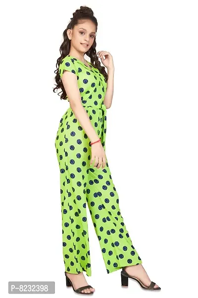 Fashion Dream Girlrsquo;s Lime Polka Printed Long Jumpsuit (Lime_5-6 Year)-thumb4