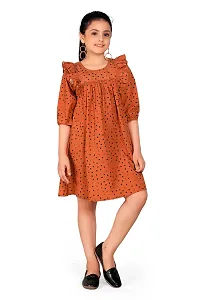 Fashion Dream Girl?۪s Rust Polyester Blend Above Knee Length Flared Dresses-thumb3