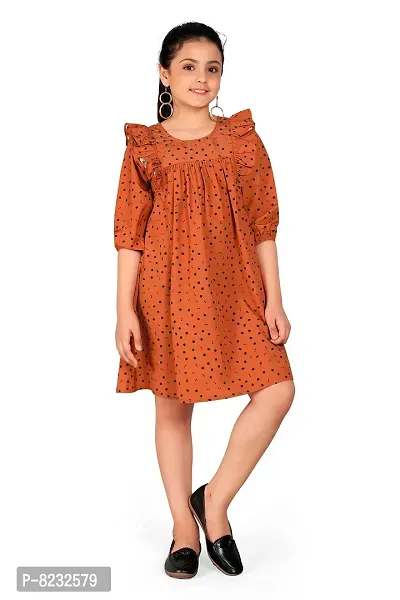 Fashion Dream Girl?۪s Rust Polyester Blend Above Knee Length Flared Dresses-thumb4