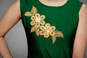 Stylish Satin Green Embroidered Long Dress For Girls-thumb4
