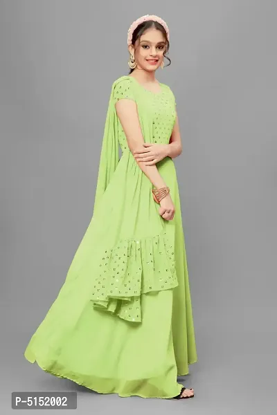 Girl's Ethnic Gown Maxi Dress With Dupatta-thumb2