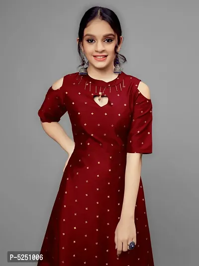 Stylish Jacquard Maroon Jacquard Maxi Dress For Girls-thumb5