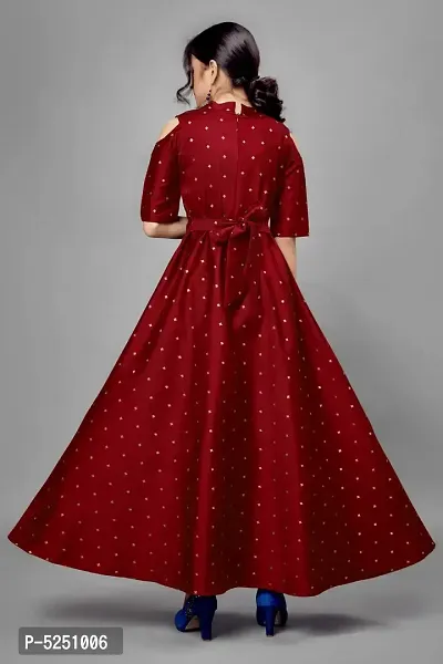 Stylish Jacquard Maroon Jacquard Maxi Dress For Girls-thumb4