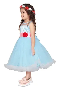 Fabulous Blue Net Flared Party Frocks For Girls-thumb2