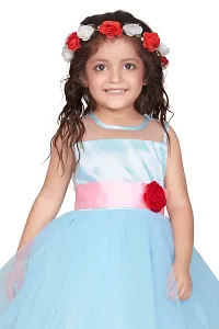 Fabulous Blue Net Flared Party Frocks For Girls-thumb4