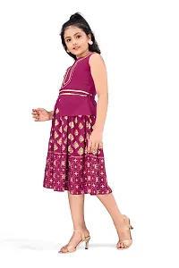 Fabulous Purple Crepe Knee Length Foil Printed Dress Dress For Girls-thumb2