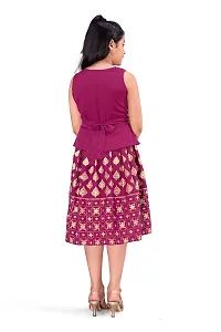 Fabulous Purple Crepe Knee Length Foil Printed Dress Dress For Girls-thumb1