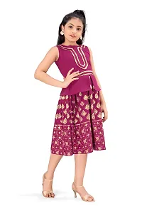 Fabulous Purple Crepe Knee Length Foil Printed Dress Dress For Girls-thumb3