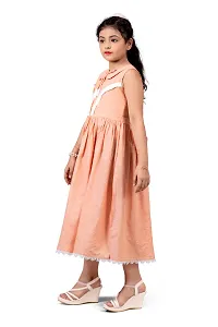 Fabulous Peach Cotton  Peter Pan Collar Western Dresses For Girls-thumb2