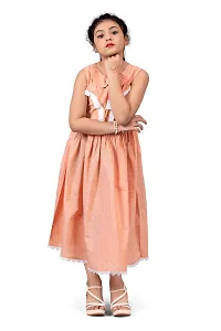 Fabulous Peach Cotton  Peter Pan Collar Western Dresses For Girls-thumb4