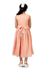 Fabulous Peach Cotton  Peter Pan Collar Western Dresses For Girls-thumb1
