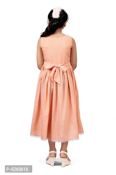 Fabulous Peach Cotton  Peter Pan Collar Western Dresses For Girls-thumb2